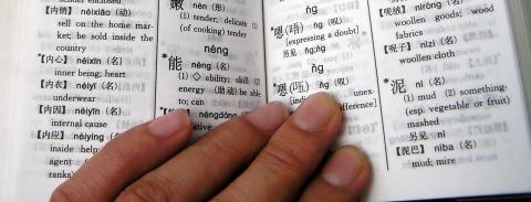 Wörterbuch_mit_linker_Hand_auf_Seite